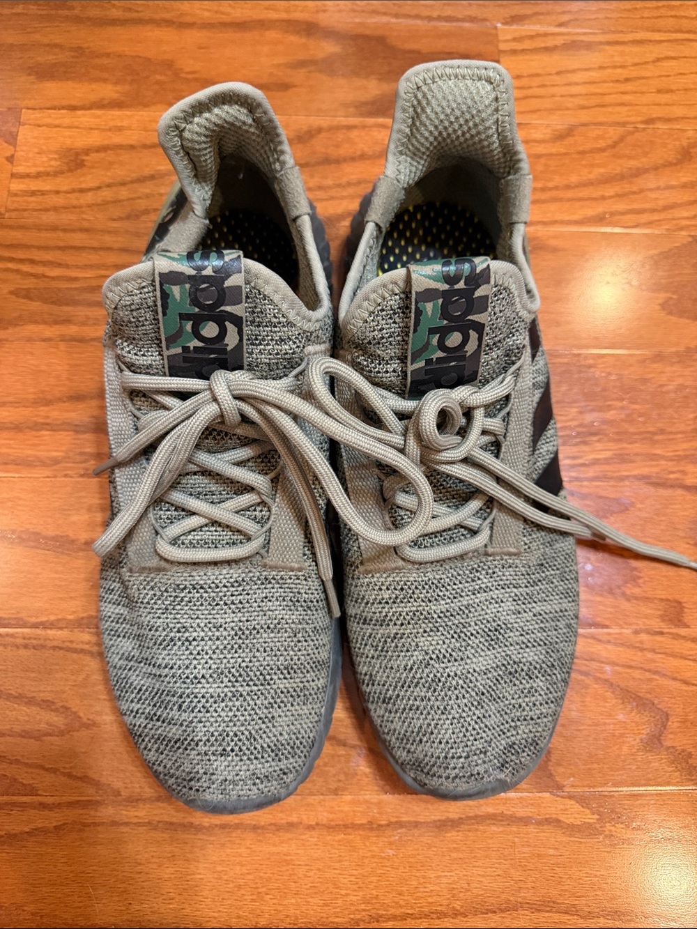 adidas Olive Knit Lace-Up Casual Sneakers